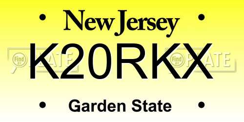 K20RKX New Jersey License Plate
