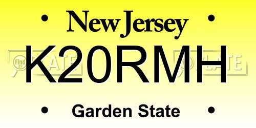 K20RMH New Jersey License Plate