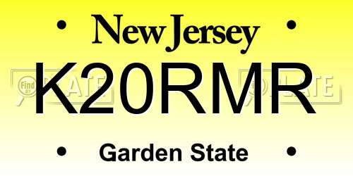 K20RMR New Jersey License Plate