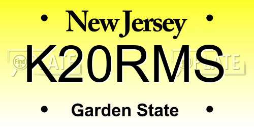 K20RMS New Jersey License Plate