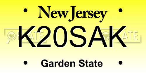 K20SAK New Jersey License Plate