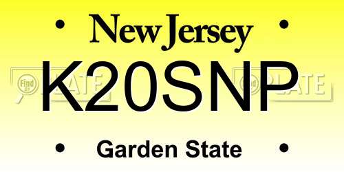 K20SNP New Jersey License Plate