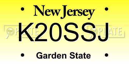 K20SSJ New Jersey License Plate