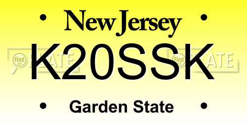 K20SSK New Jersey License Plate
