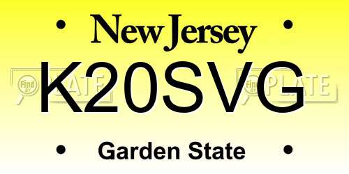 K20SVG New Jersey License Plate