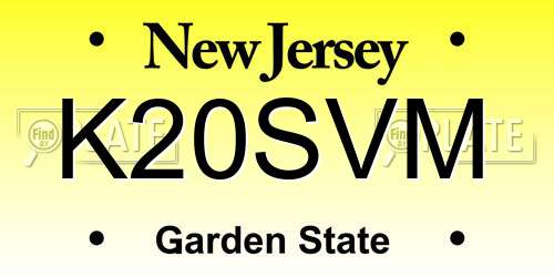 K20SVM New Jersey License Plate