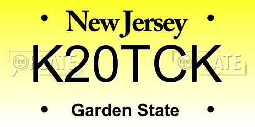K20TCK New Jersey License Plate