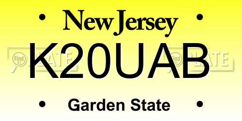 K20UAB New Jersey License Plate