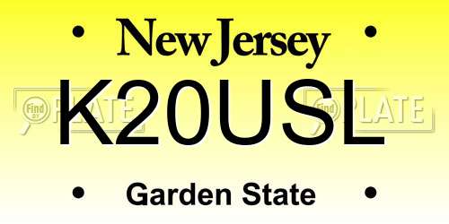 K20USL New Jersey License Plate
