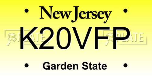 K20VFP New Jersey License Plate