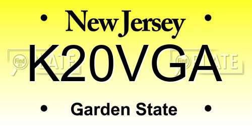 K20VGA New Jersey License Plate