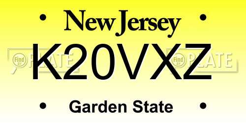 K20VXZ New Jersey License Plate