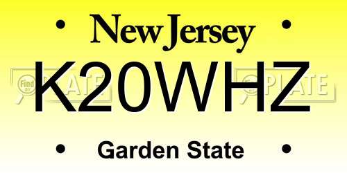 K20WHZ New Jersey License Plate