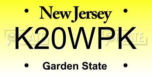 K20WPK New Jersey License Plate