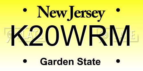 K20WRM New Jersey License Plate