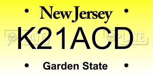 K21ACD New Jersey License Plate