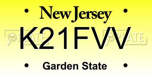 K21FVV New Jersey License Plate