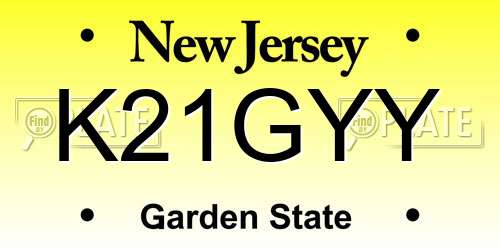 K21GYY New Jersey License Plate