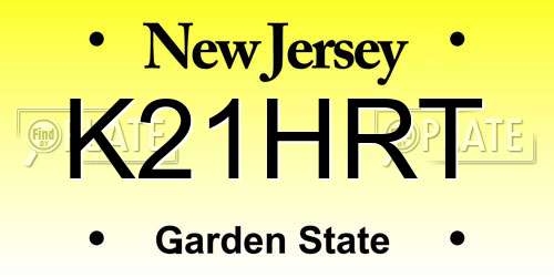 K21HRT New Jersey License Plate