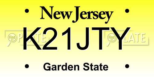 K21JTY New Jersey License Plate