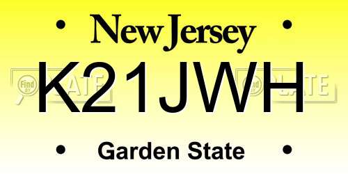 K21JWH New Jersey License Plate