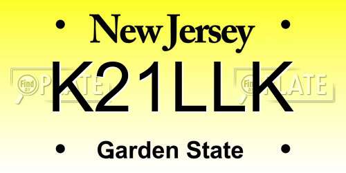 K21LLK New Jersey License Plate
