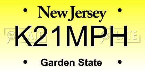 K21MPH New Jersey License Plate