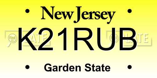K21RUB New Jersey License Plate