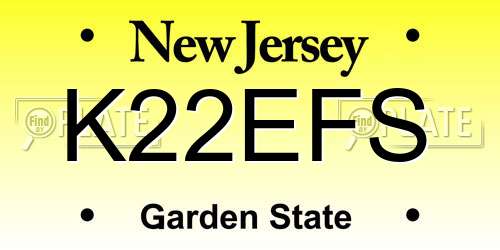 K22EFS New Jersey License Plate
