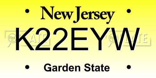 K22EYW New Jersey License Plate