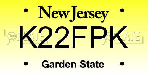 K22FPK New Jersey License Plate
