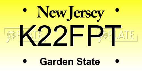 K22FPT New Jersey License Plate