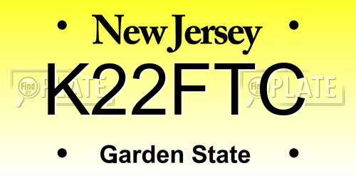 K22FTC New Jersey License Plate