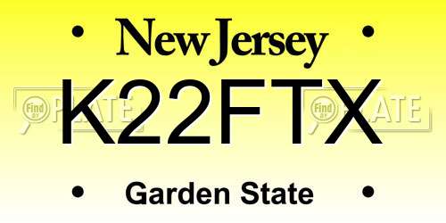 K22FTX New Jersey License Plate