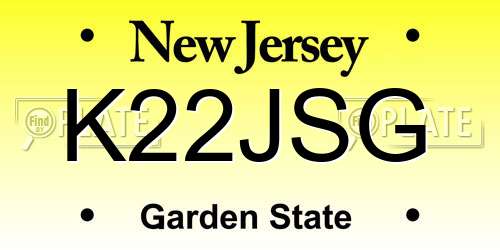 K22JSG New Jersey License Plate