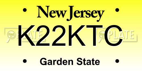 K22KTC New Jersey License Plate