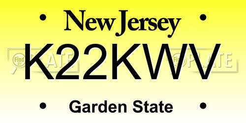 K22KWV New Jersey License Plate