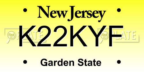 K22KYF New Jersey License Plate