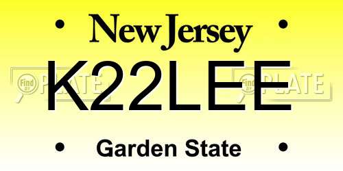 K22LEE New Jersey License Plate