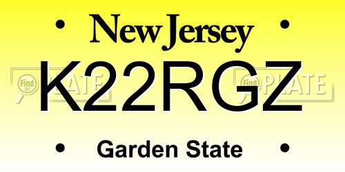 K22RGZ New Jersey License Plate