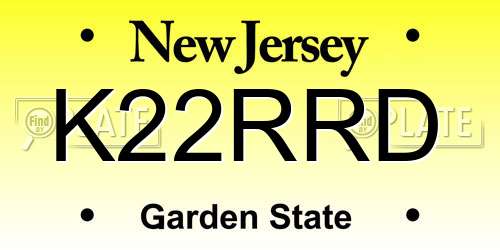 K22RRD New Jersey License Plate
