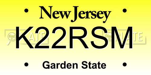K22RSM New Jersey License Plate