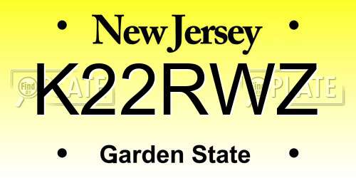 K22RWZ New Jersey License Plate