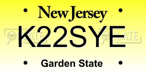 K22SYE New Jersey License Plate