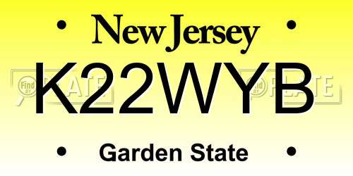 K22WYB New Jersey License Plate
