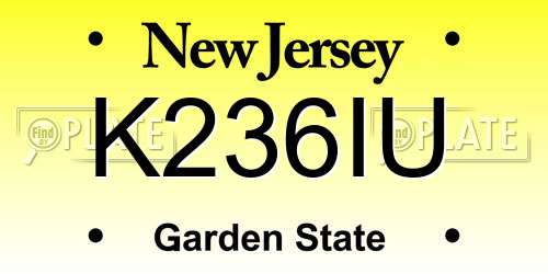 K236IU New Jersey License Plate