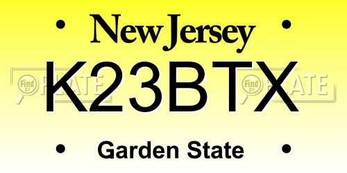 K23BTX New Jersey License Plate