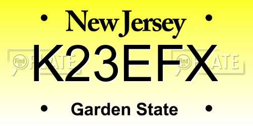 K23EFX New Jersey License Plate