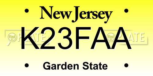 K23FAA New Jersey License Plate