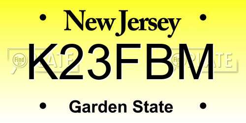 K23FBM New Jersey License Plate